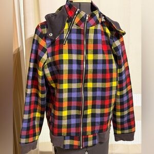 Sitka Plaid Ski Skate Jacket. LG